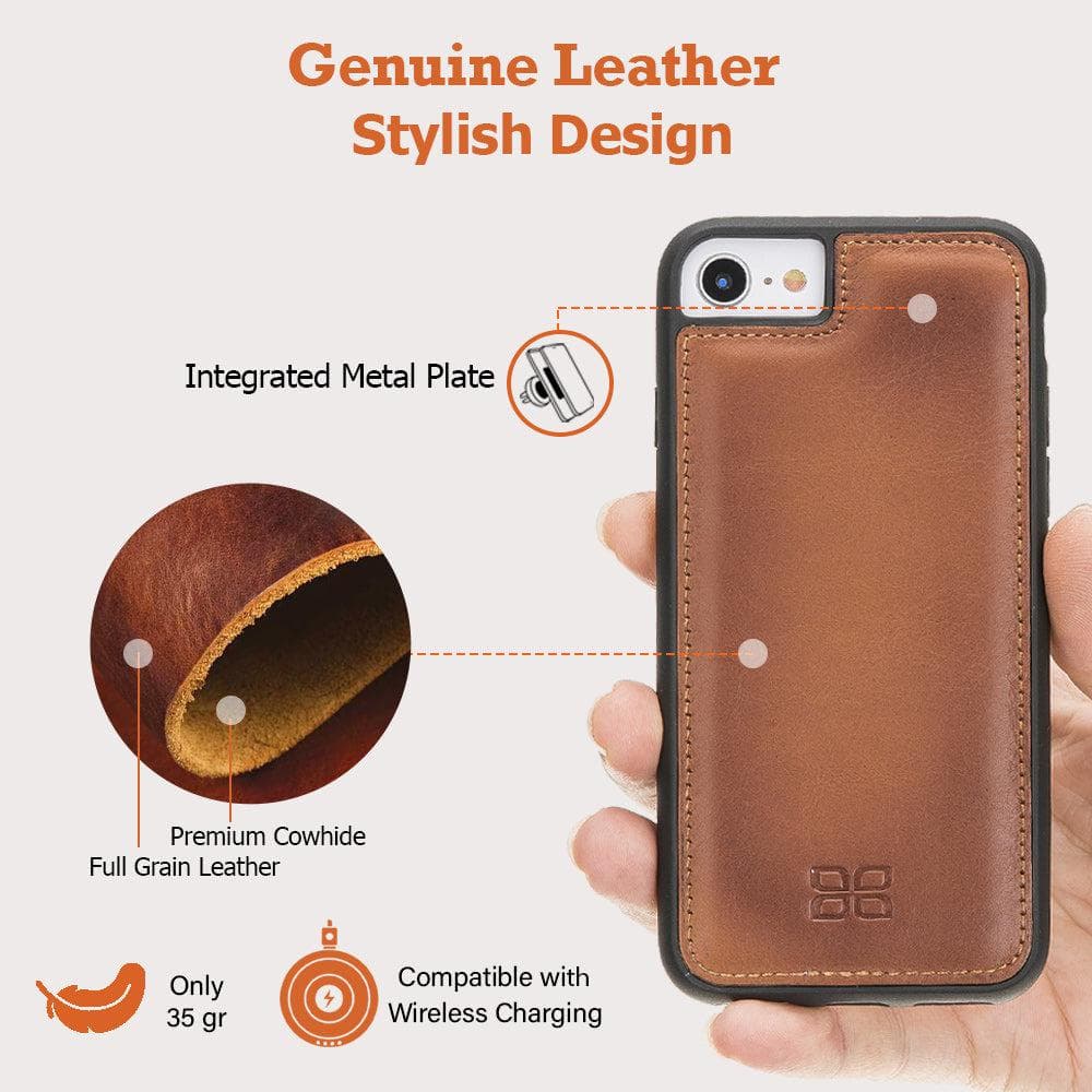 Flexible Genuine Leather Back Cover for Apple iPhone 7 8 SE2 SE3 Series-2