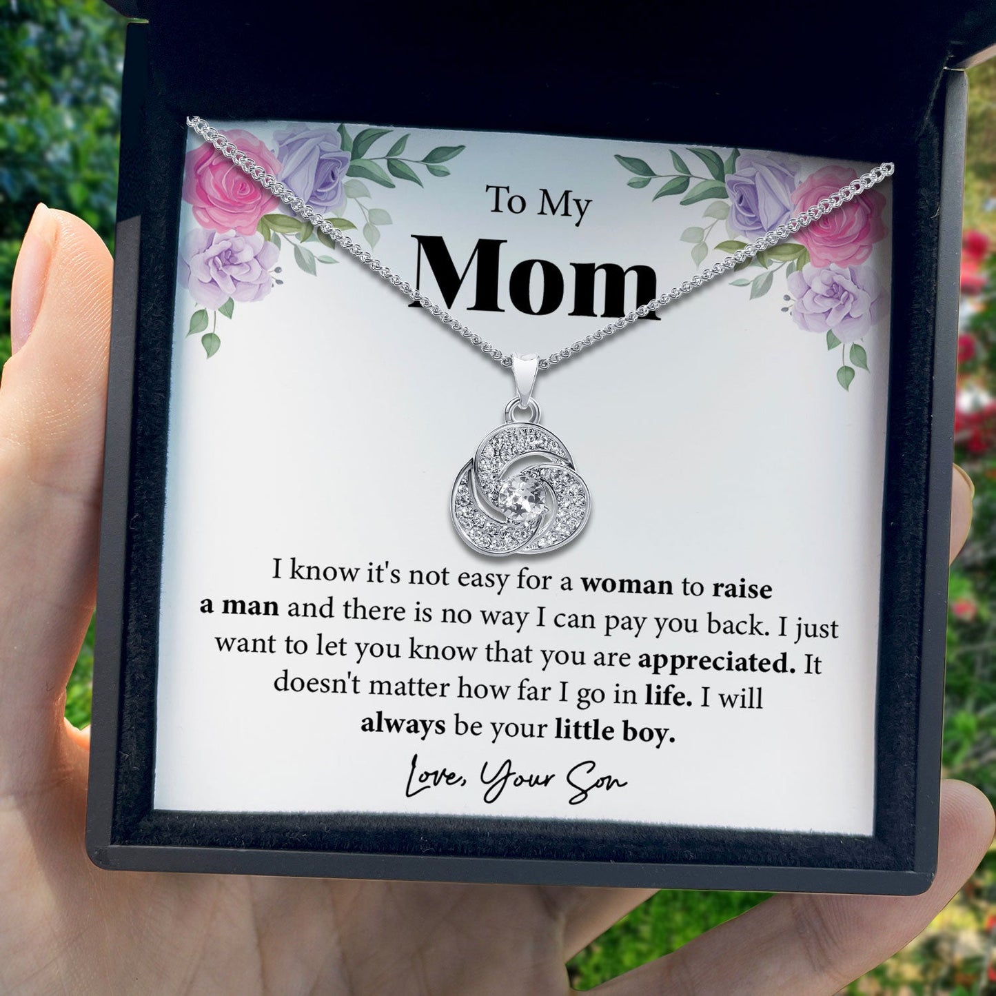 To My Mom - There Is No Way I Can Pay You Back - Tryndi Love Knot Necklace-1