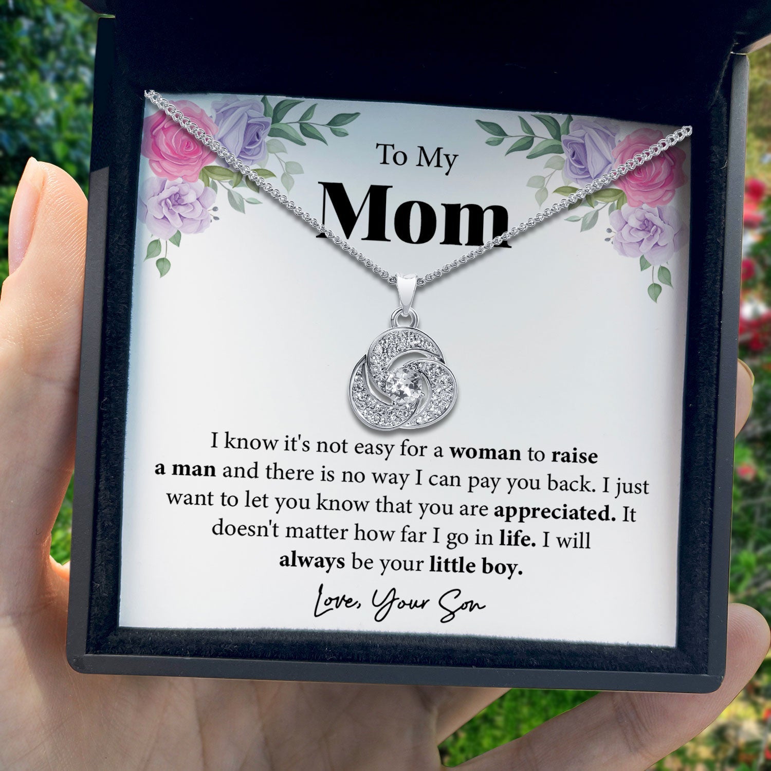 To My Mom - There Is No Way I Can Pay You Back - Tryndi Love Knot Necklace-1