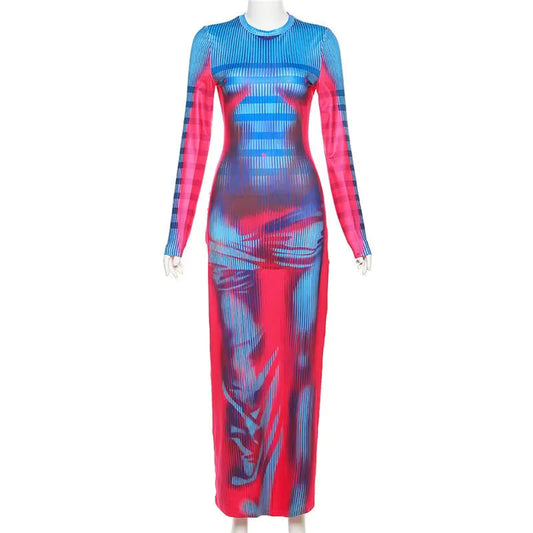 Getting Heated Thermal Body Print Maxi Dress