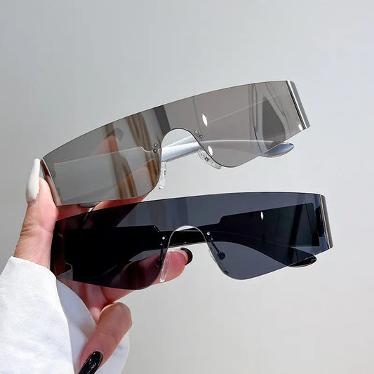 Unisex Punk Style Rimless Sunglasses, UV400, Multicolor