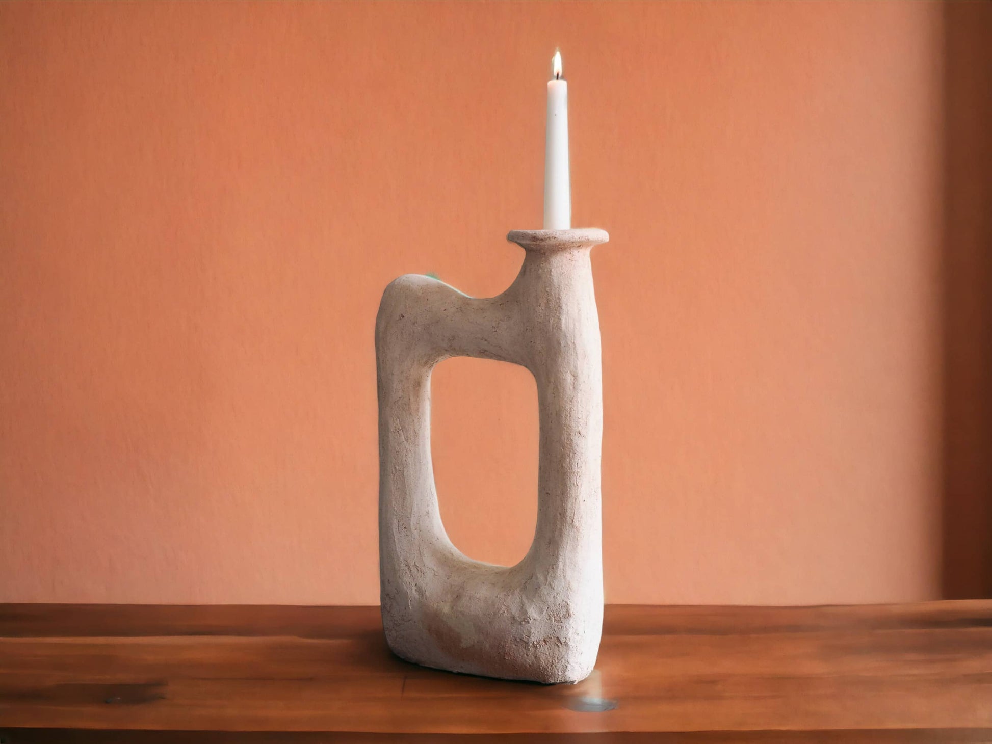 Authentic Moroccan Tamegroute Small Unglazed Picasso Sculpture Candlestick Holder-0