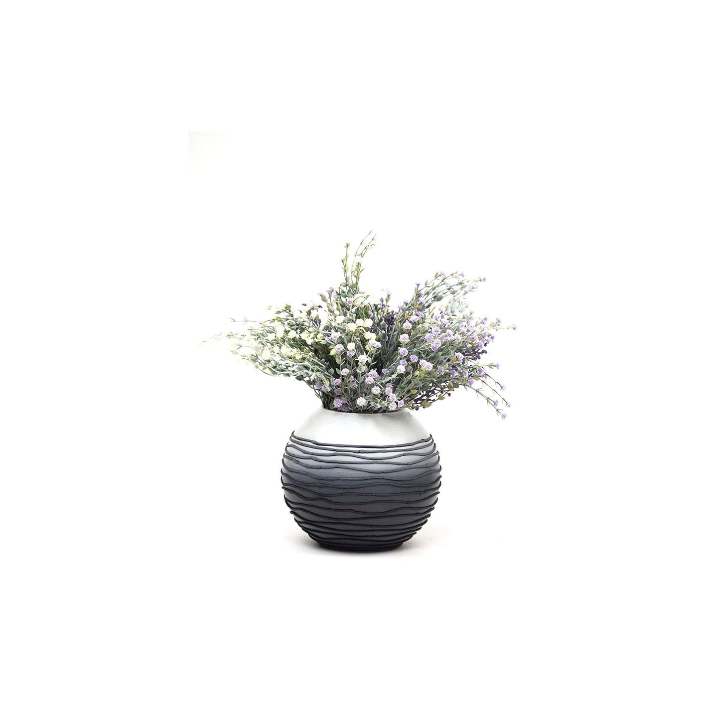 Handpainted Glass Vase for Flowers | Painted Art Glass Round Waves Vase | Interior Design Home Room Decor | Table vase 6 inch-0