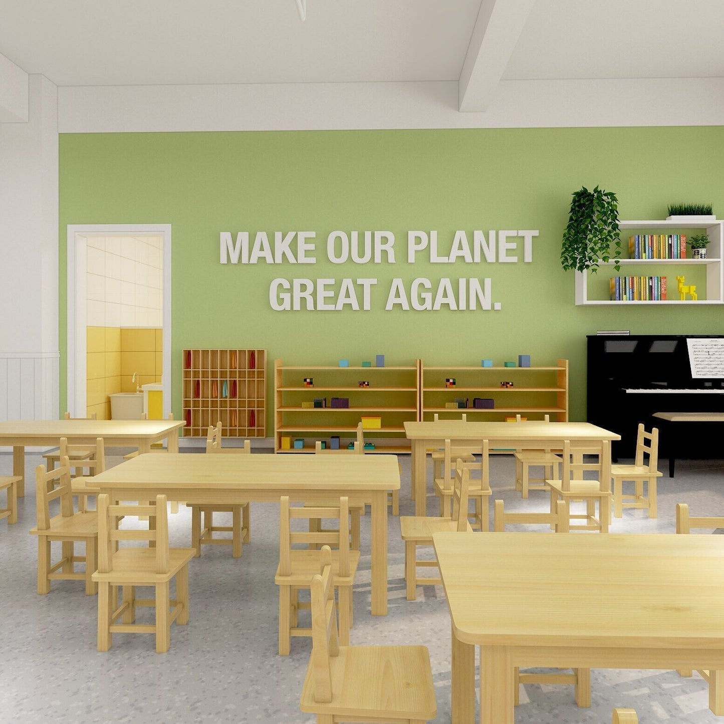 Make our planet great again, Inspirational Quotes, Elementary School 3D Wall Decor, SKU:MOPG-0