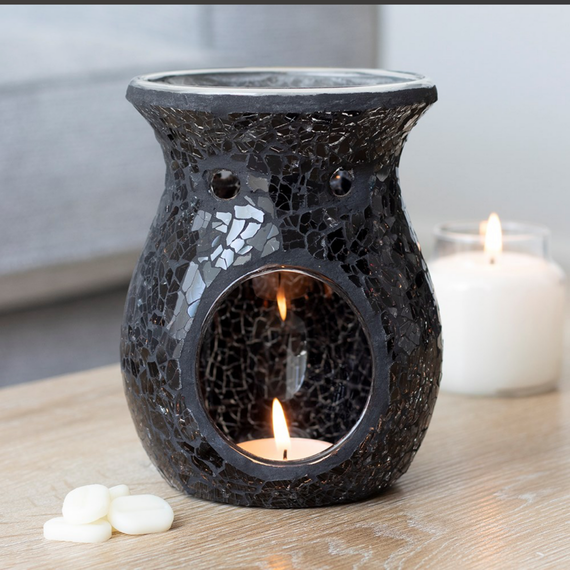 Black Glass Wax Melt And Essential Oil Warmer-0