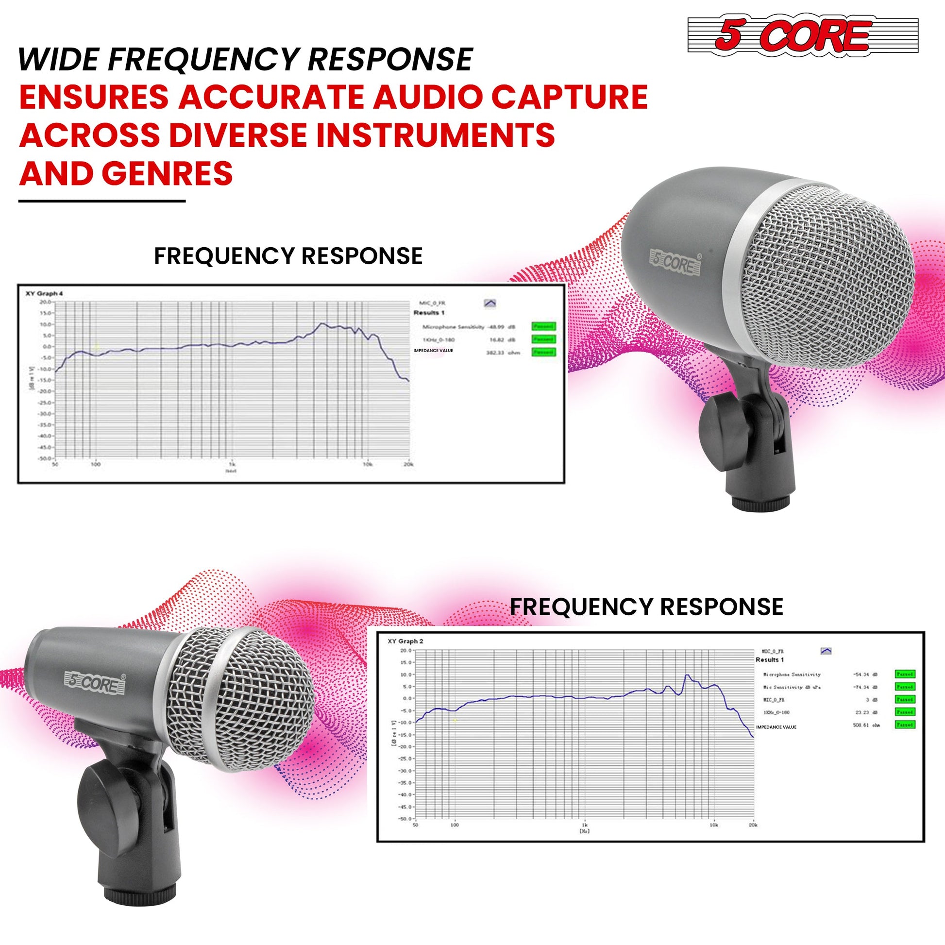 5Core Conga Mic Snare Tom Cardioid Dynamic Microphone for Drummer Precision Instrument-6