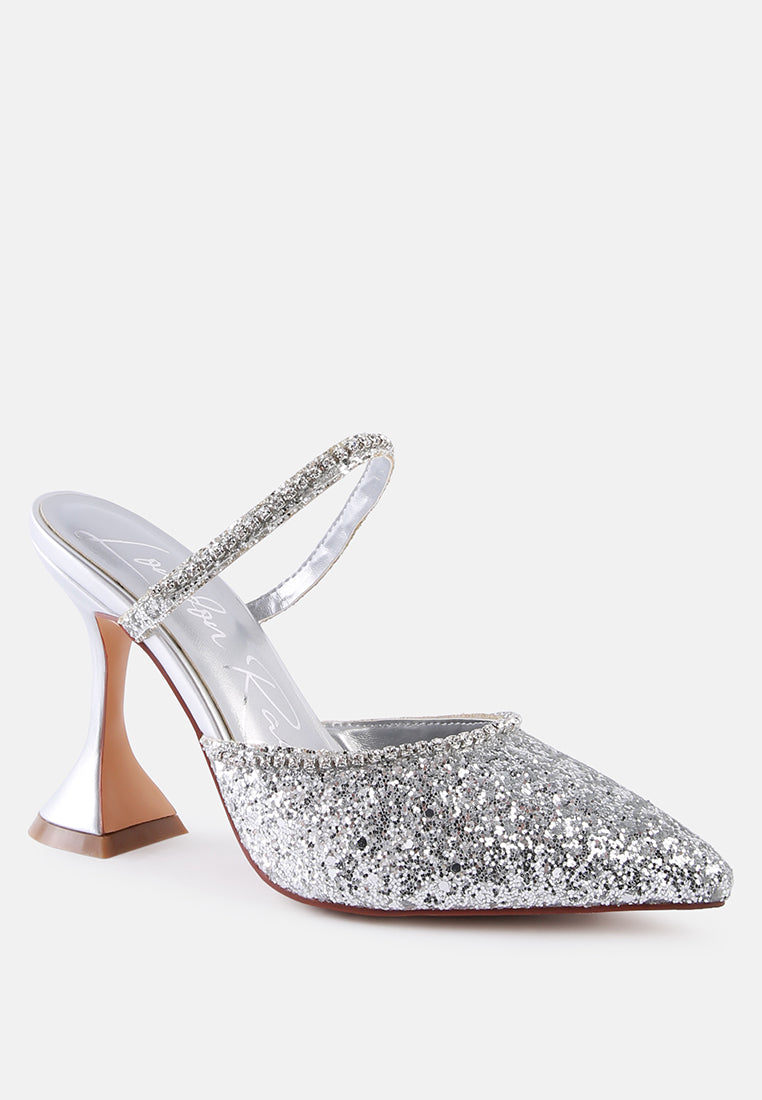 Iris Glitter Diamante Spool Heeled Sandals-1