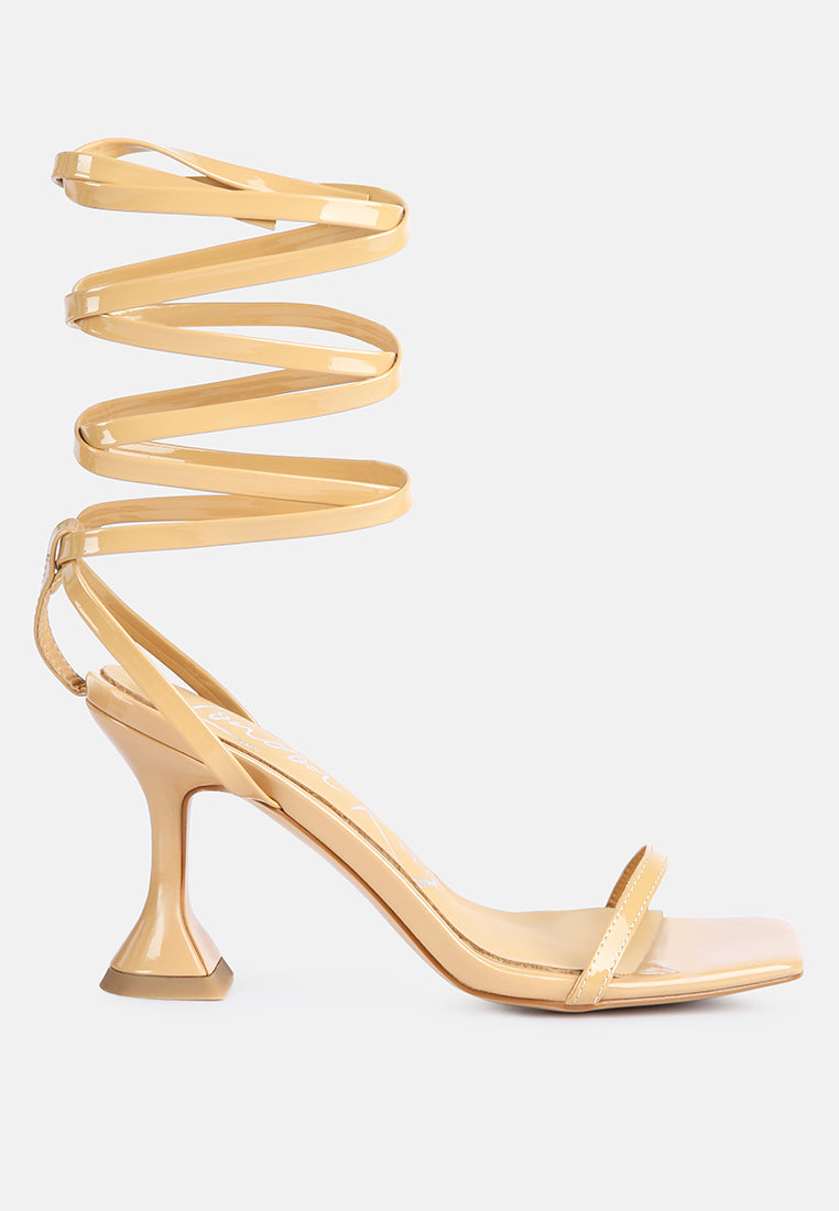 Lewk Strappy Tie Up Spool Heel Sandals-5