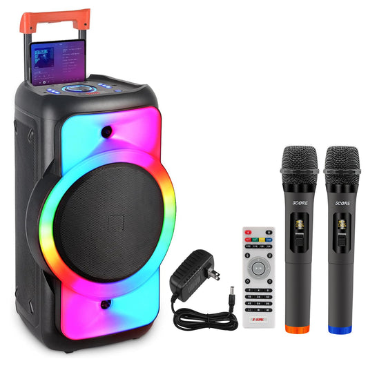 5Core Bluetooth Party Speaker 12 inch PA RGB Partybox Karaoke Machine + 2 Wireless Mic-0