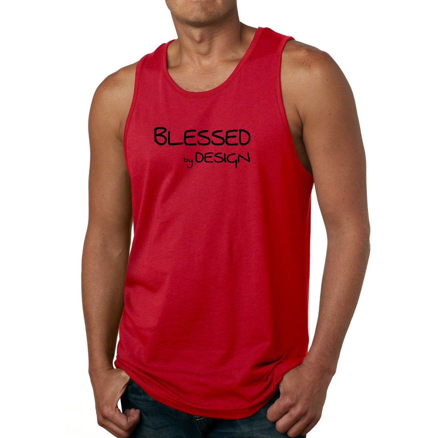 Mens Tank Top Fitness T-shirt Blessed By Design - Inspirational-1