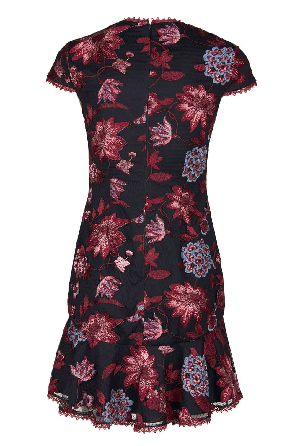 Aidan by Aidan Mattox Crew Neck Cap Sleeve Bodycon Zipper Back Floral Embroidered Dress-1