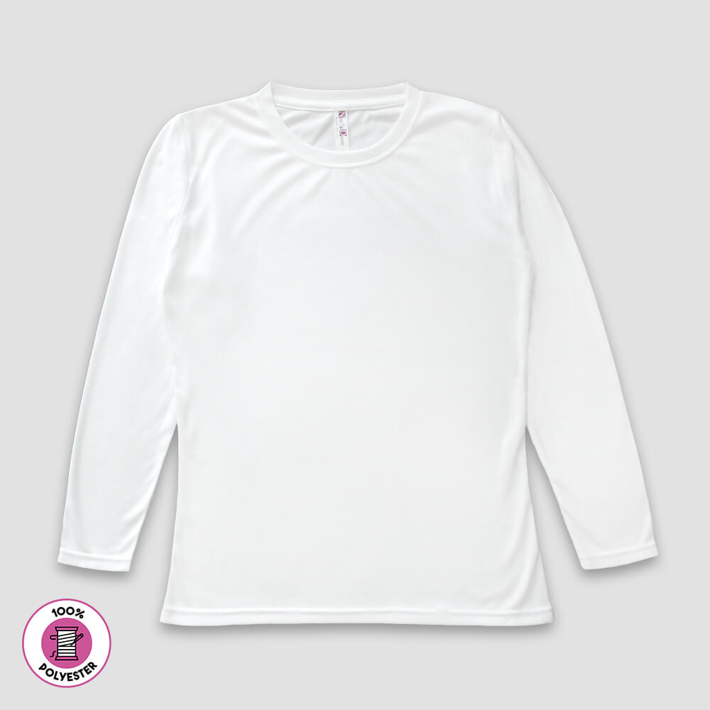 Women’s White Long Sleeve T-Shirts – 100% Polyester - ND4565WI - Neil & David ®