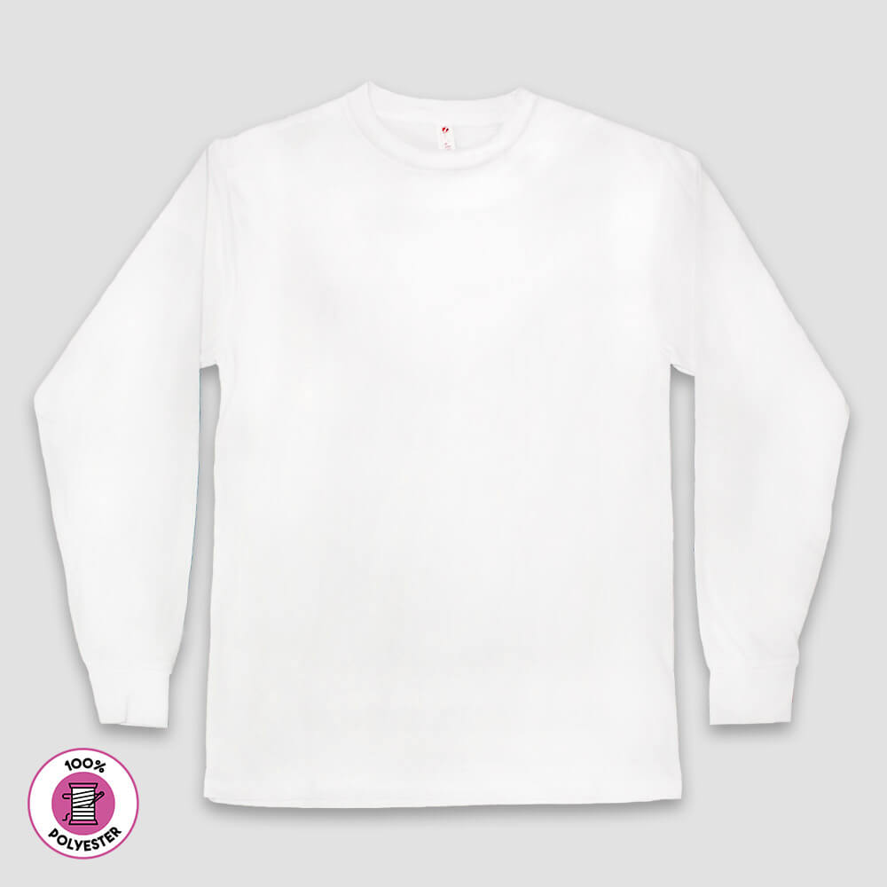 Men’s Long Sleeve T-Shirts – White – 100% Polyester - ND4586WI - Neil & David ®