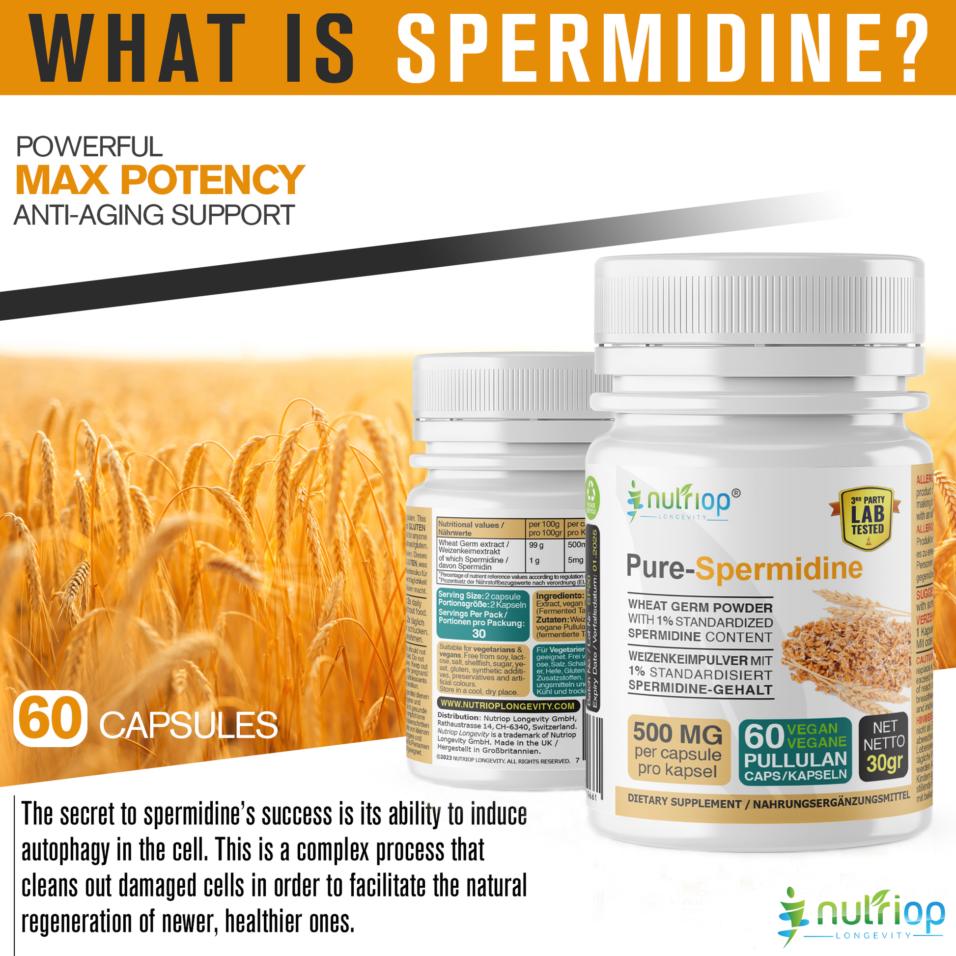 Nutriop® Pure Spermidine - Max Potency -10mg - 30 servings-3