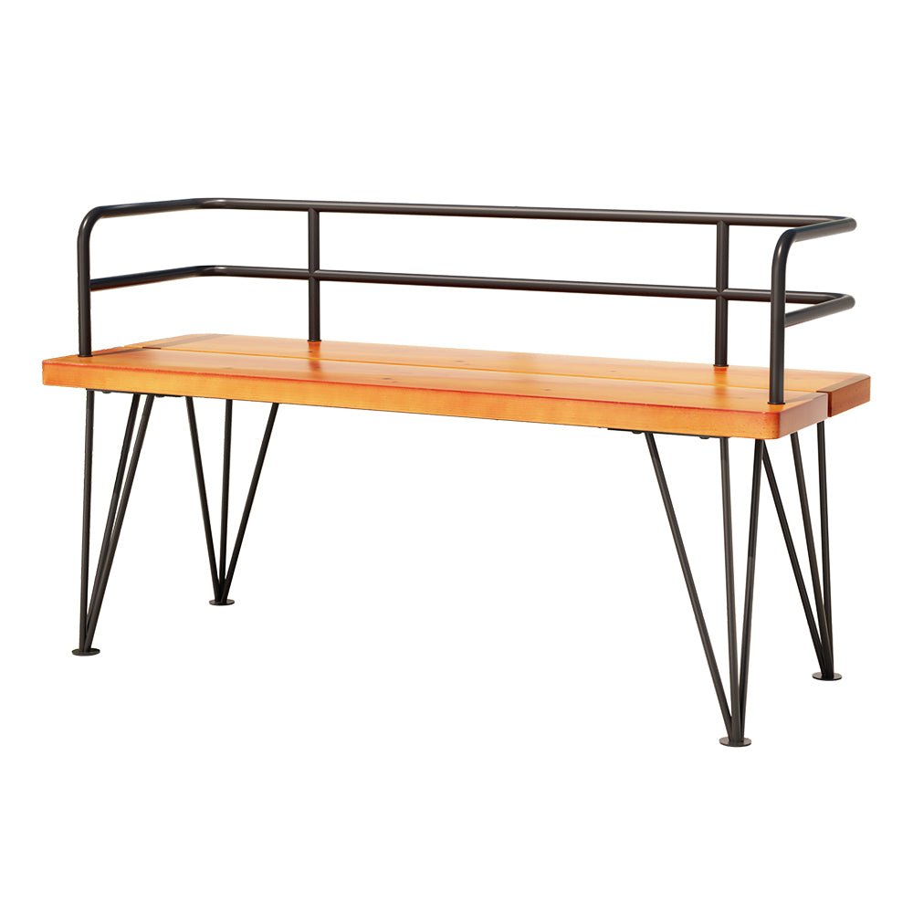 Outdoor Patio Garden Bench Black & Teak-1