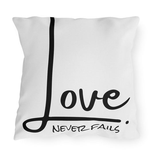 Outdoor Throw Pillow Love Never Fails-0