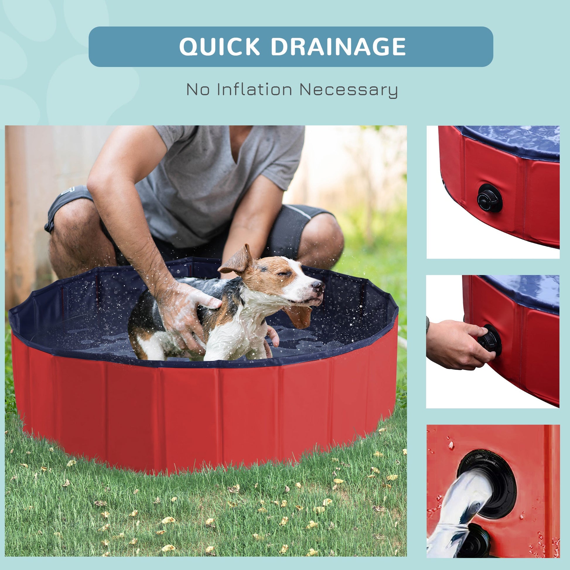 100x30H cm Pet Swimming Pool-Red-5