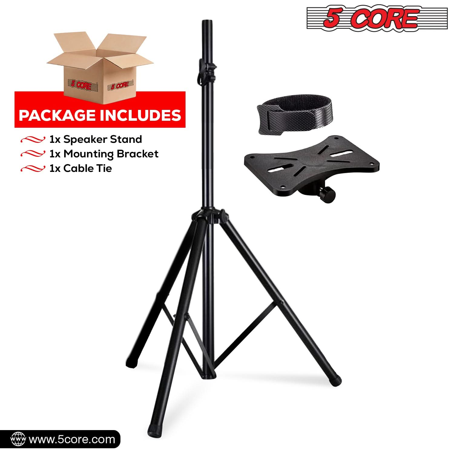 5Core Speaker Stand Tripod Tall Adjustable 72 Inch DJ Studio Monitor Stands Pole Mount BLACK-1