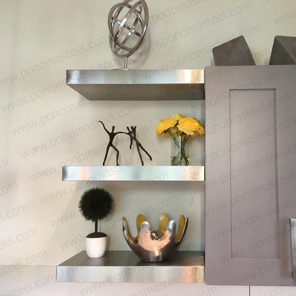 36"x10"x2.0" (cm.91x25,4x5,1) brushed stainless steel floating shelf-21