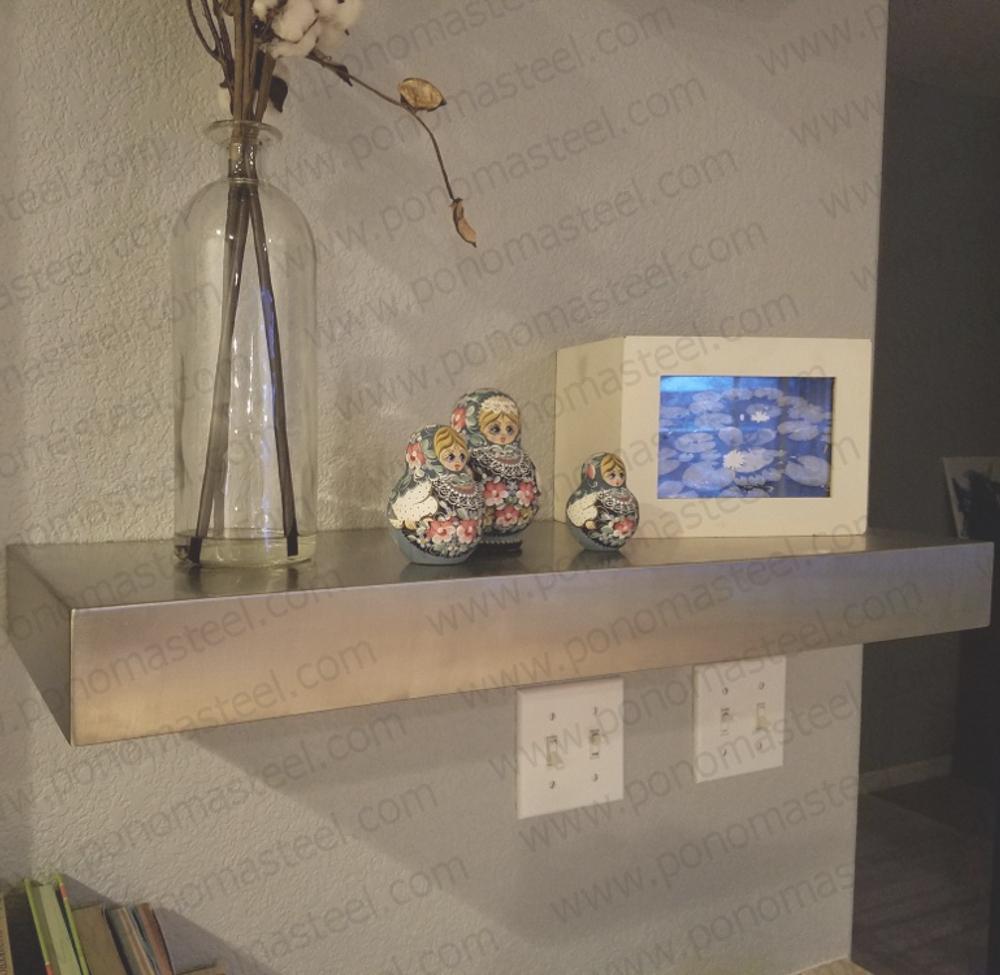 60"x8"x4.0" (cm.152x20x10,2) brushed stainless steel floating shelf-41