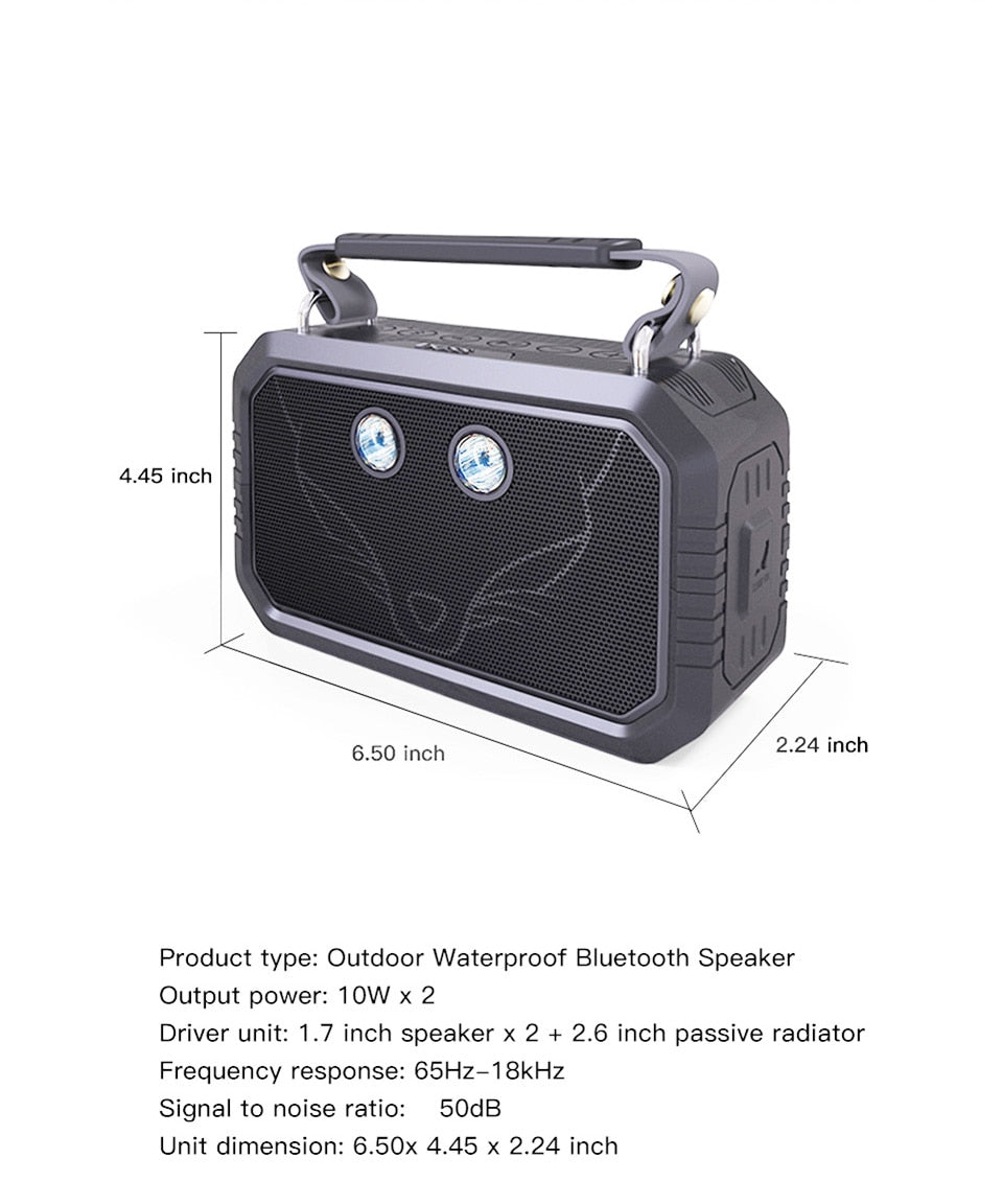 Traveller Outdoor Bluetooth V4.0 Speaker Waterproof IPX6 Portable Wireless Speakers 20W Stereo Bass shower speaker-2