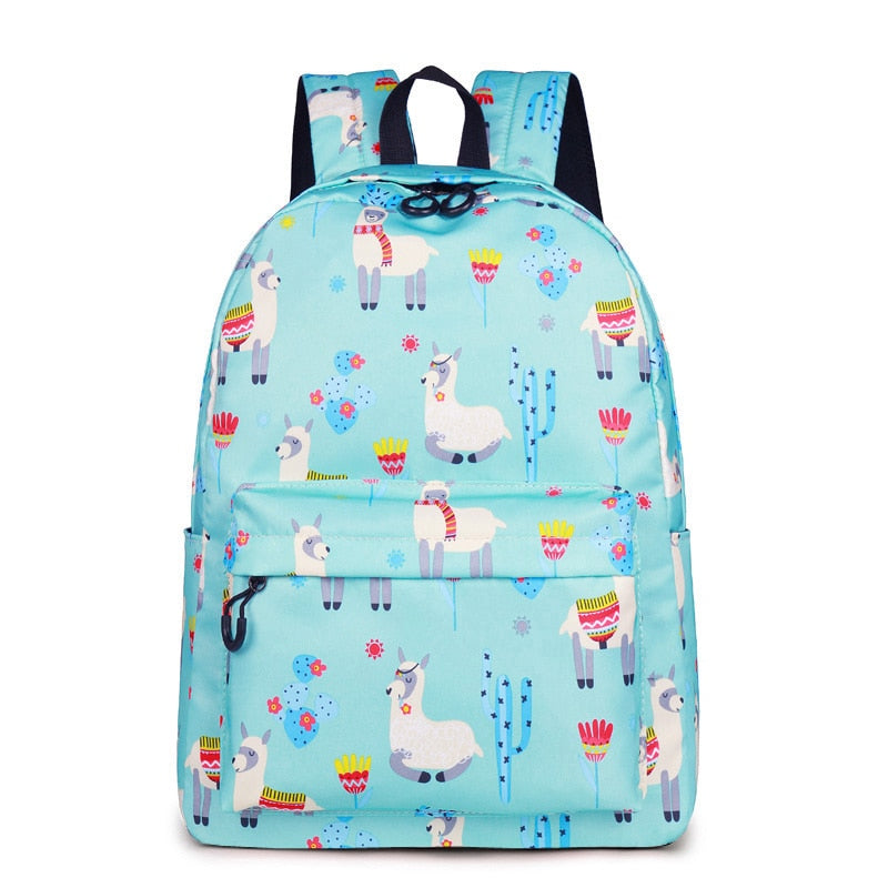 Animal  3D Print Cute Alpaca Flower School Backpack-0