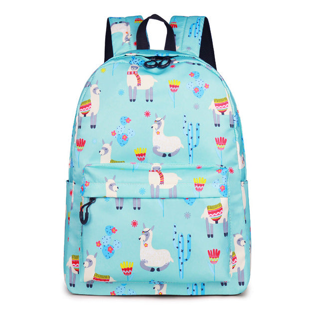 Animal  3D Print Cute Alpaca Flower School Backpack-1