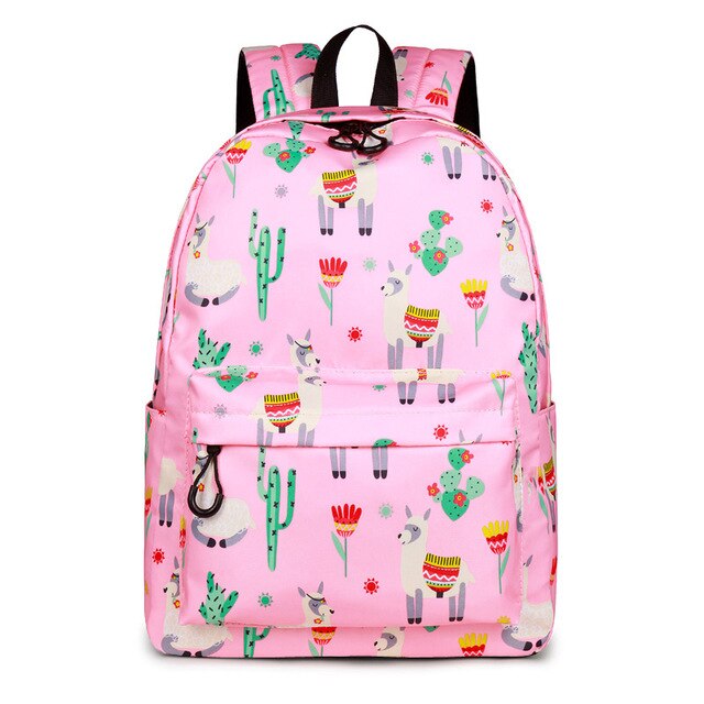 Animal  3D Print Cute Alpaca Flower School Backpack-6