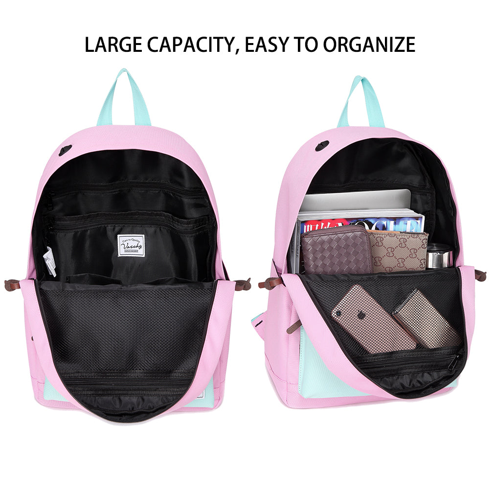 Women Backpack Girls VASCHY Unisex Classic Water Resistant Rucksack School Backpack 14Inch Laptop for Teenager Casual Daypack-3