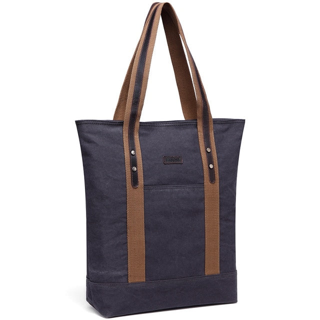 Vintage Canvas Tote for Women Water Resistant Large Shopper Work Bag Handbags Women Leather Bags for Work Travel School-1