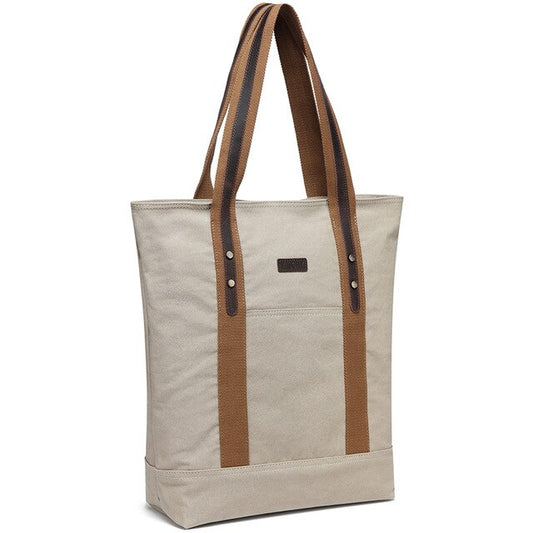 Vintage Canvas Tote for Women Water Resistant Large Shopper Work Bag Handbags Women Leather Bags for Work Travel School-0