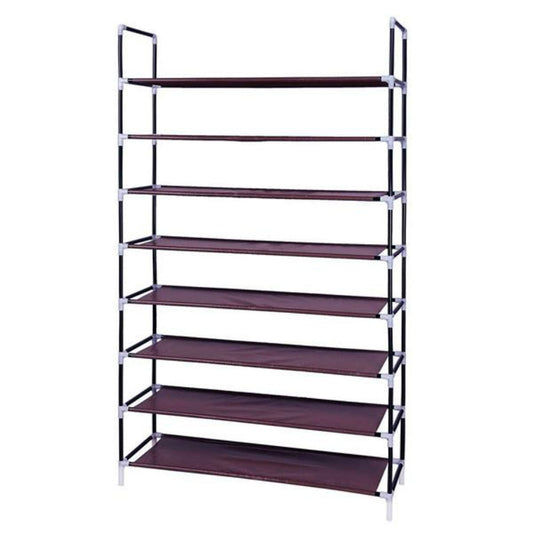 Shoe Rack Shelf 8 Layers Non-Woven Fabrics & Steel Easy to Install and Clean 100CM Ultra Large Capacity Brown[US-Stock]-0