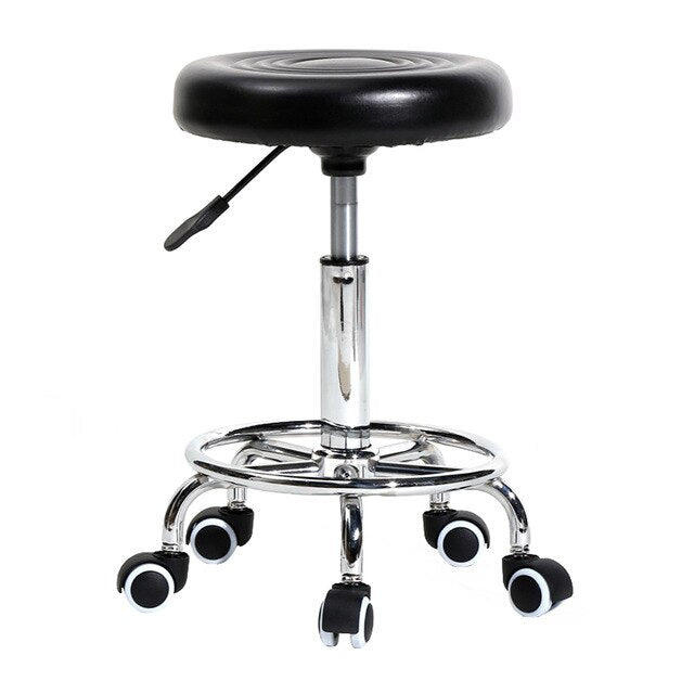 2Colors Adjustable Round Stool with Lines Rotation Bar Stool Black Leather Stool Height Adjustable Bar Chair Work Rotating Chair-2