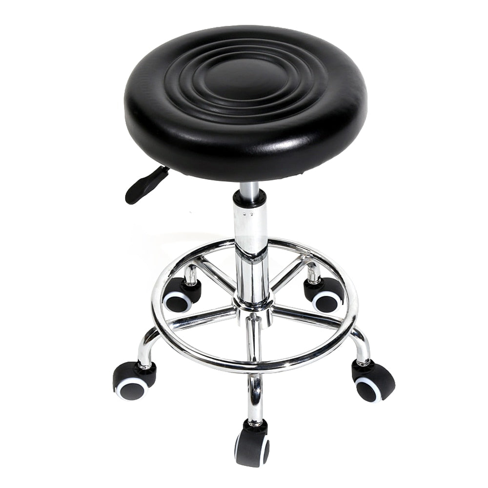 2Colors Adjustable Round Stool with Lines Rotation Bar Stool Black Leather Stool Height Adjustable Bar Chair Work Rotating Chair-1