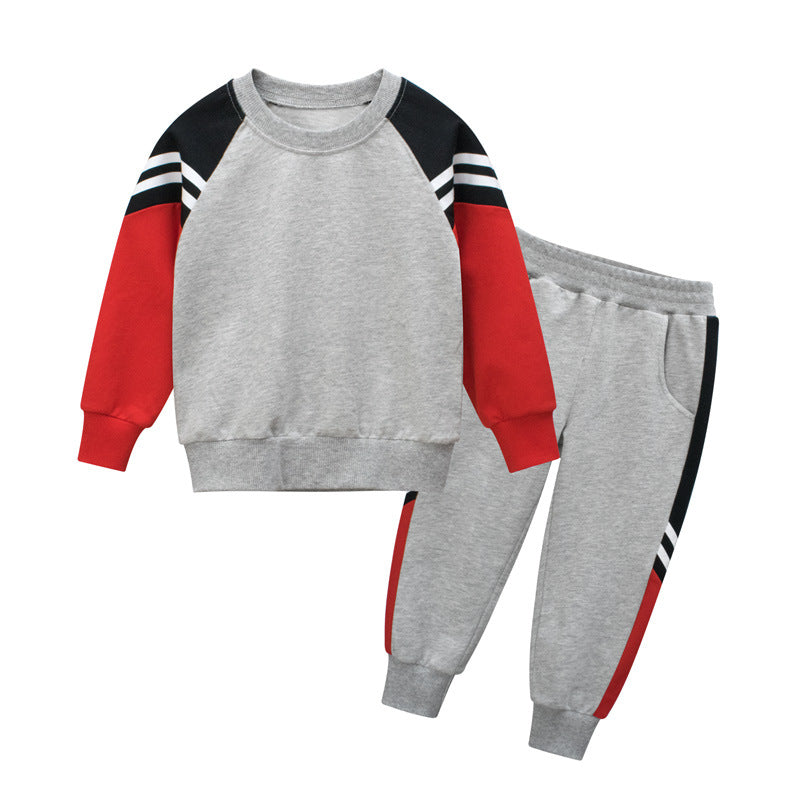 Baby Boy Contrast Design Hoodies Combo Side Print Trousers Sport Style Sets-1