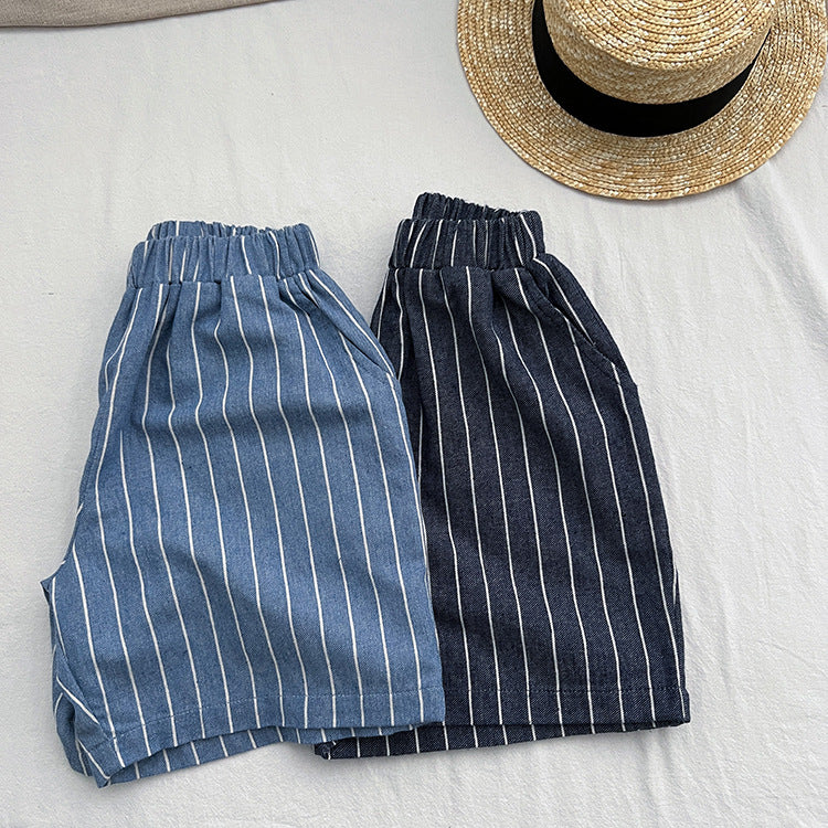 Baby Unisex Striped Pattern Loose Summer Pants-1