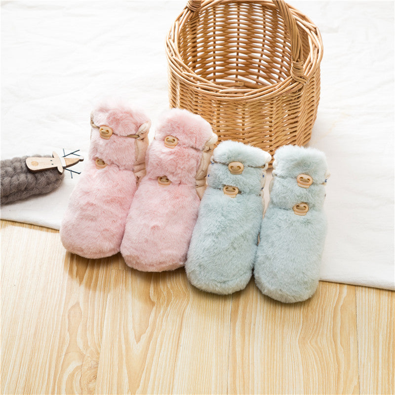 Newborn Baby Solid Color Plush Warm Shoes Outfits In Autumn & Winter-9