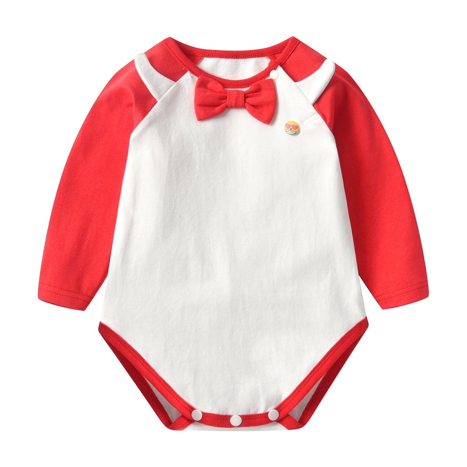 Baby 1pcs Bow Tie Patched Design Contrast Design Onesies Bodysuit-1