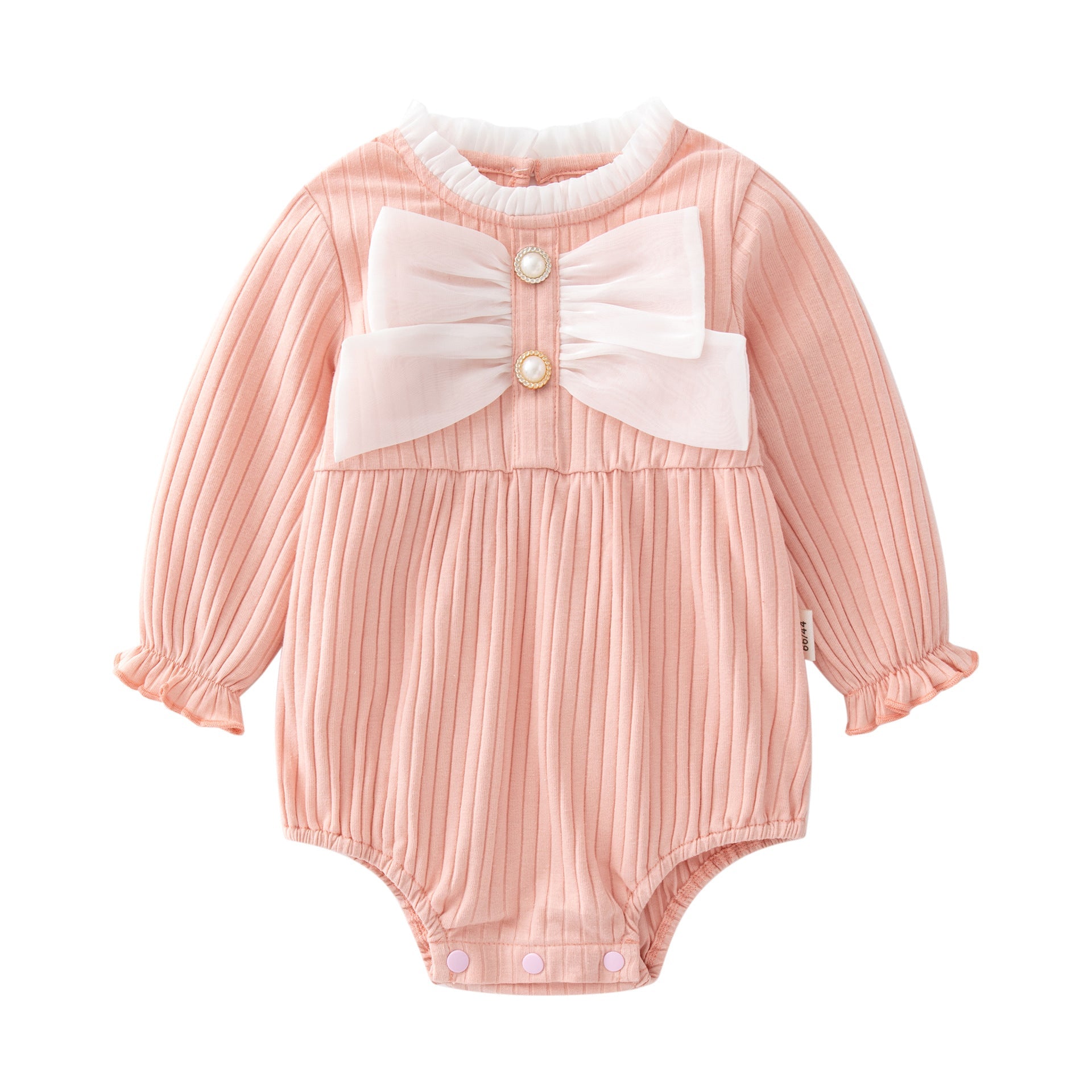 Baby Solid Color Big Bow Patched Design Beautiful Princess Onesies-2