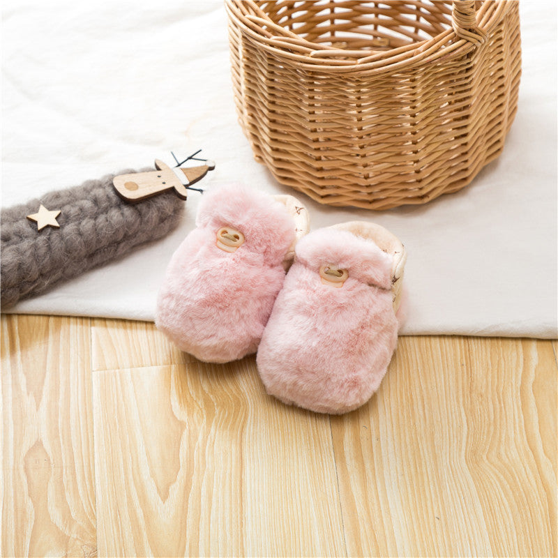 Newborn Baby Solid Color Plush Warm Shoes Outfits In Autumn & Winter-2