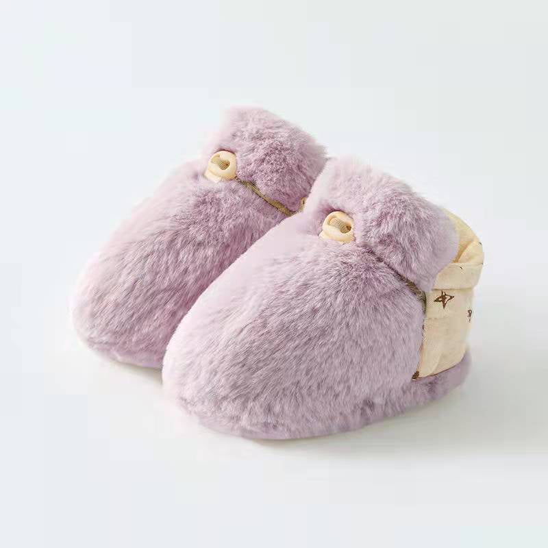 Newborn Baby Solid Color Plush Warm Shoes Outfits In Autumn & Winter-4