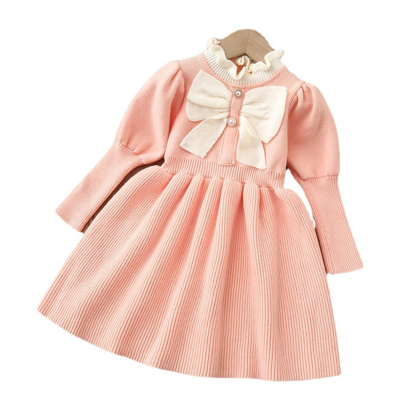 Baby Bow Patched Design Puff Sleeve Princess Dress-6