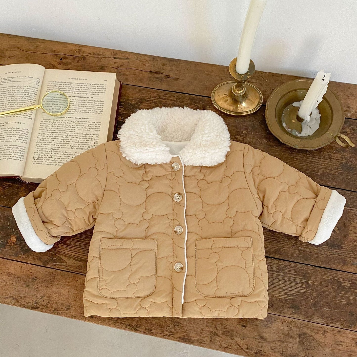 Baby Solid Color Lapel Design Quality Quilted Warm Jumpsuit-6