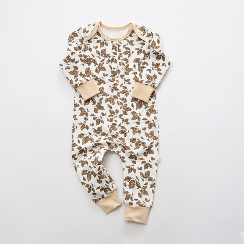 Baby Floral Graphic Envelope Collar Design Soft Cotton Nordic Style Jumpsuit-7