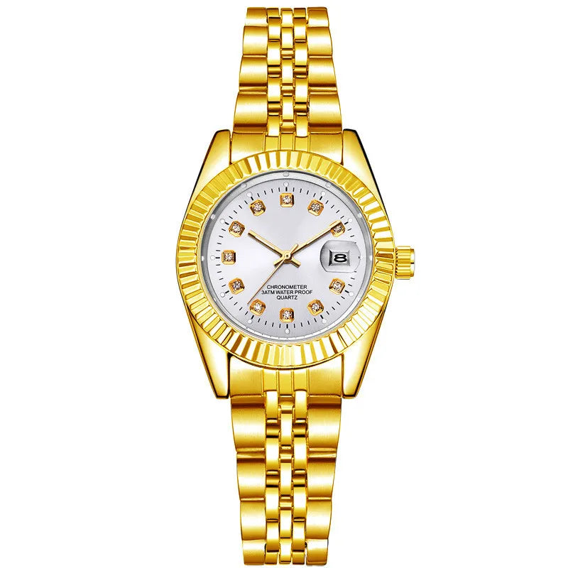 Men's And Women's Student Calendar Room Gold Watch