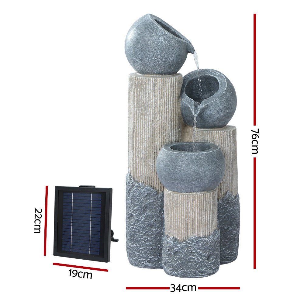 Solar Water Fountain Features Outdoor 3 Tiered LED Lights Bird Bath-2