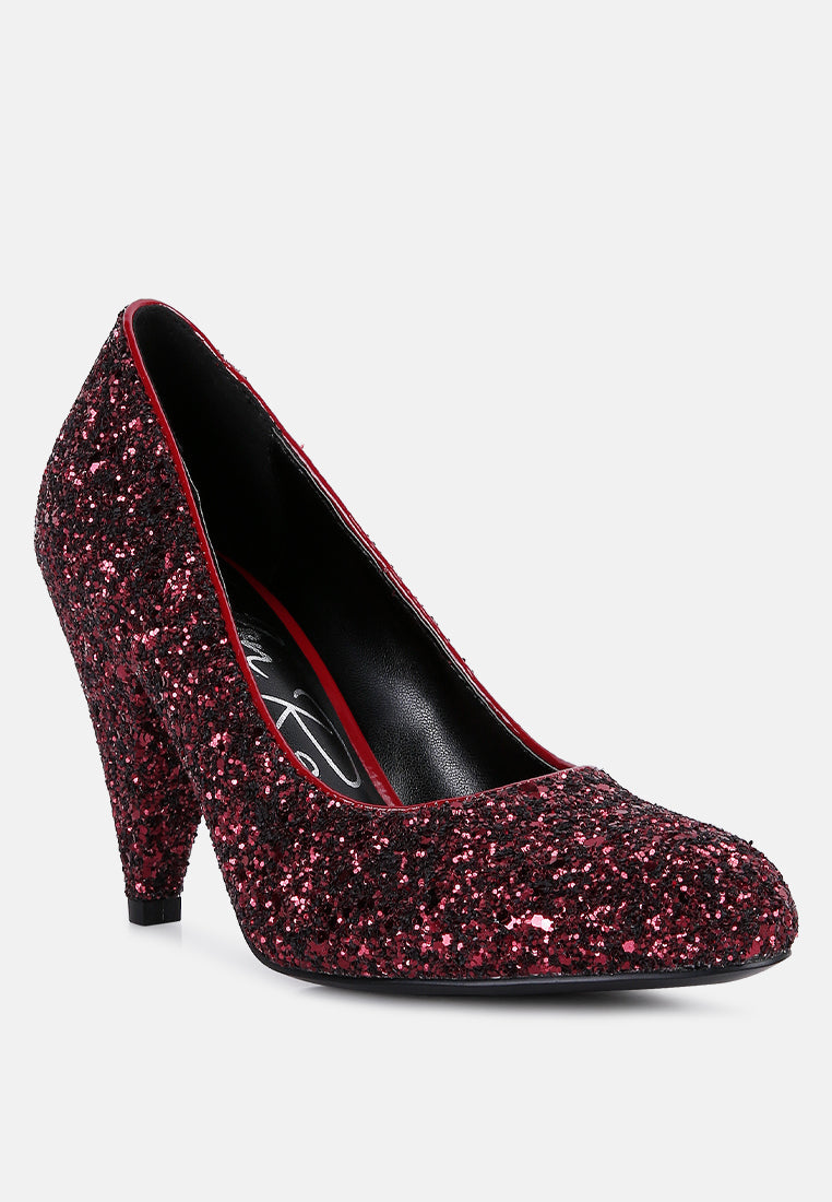 sugar plum glitter conical heel pumps-6