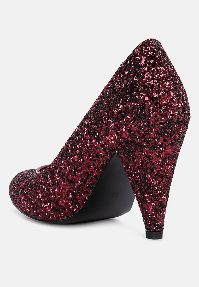 sugar plum glitter conical heel pumps-7