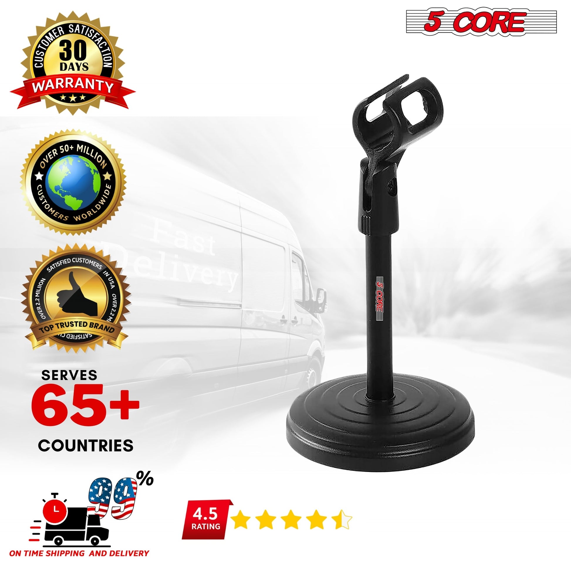 5Core Desk Mic Stand 3Pcs Adjustable Table Round Base Portable Desktop Microphone Stands Holder-18