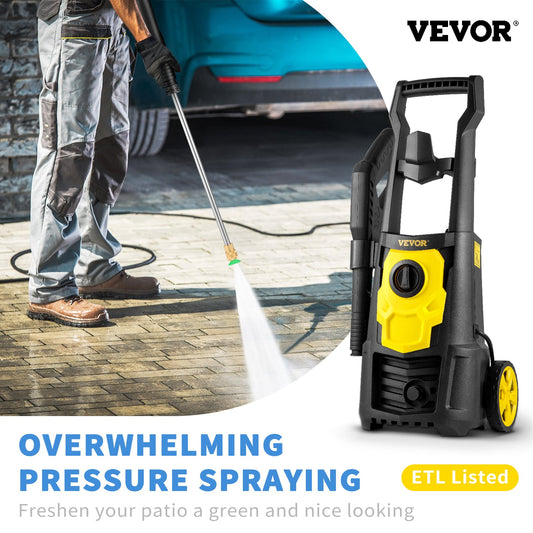VEVOR Electric Pressure Washer, 2000 PSI, Max. 1.76 GPM Power Washer w/ 30 ft Hose, 5 Quick Connect Nozzles, Foam Cannon, Portable to Clean Patios, Cars, Fences, Driveways, ETL Listed-0